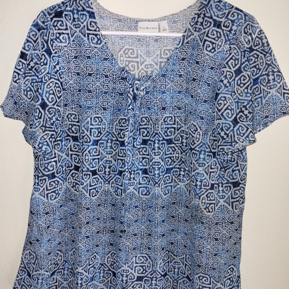 Kim Rogers  Blue Patterned Women's Top